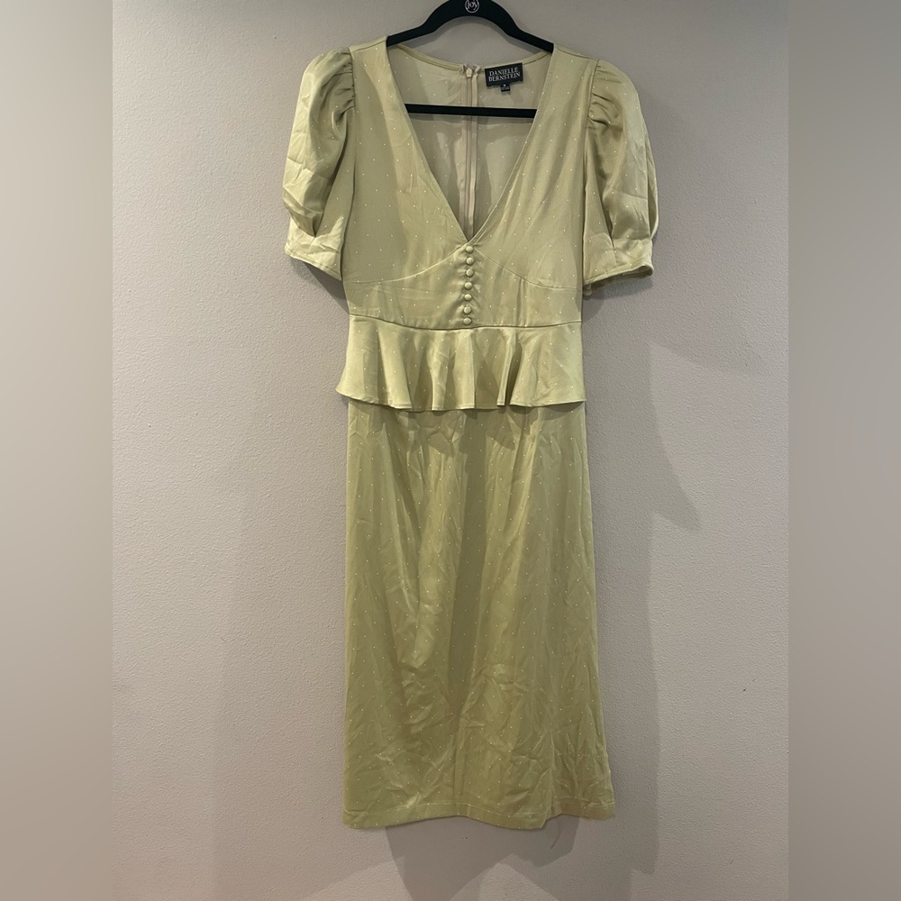 Danielle Bernstein for Macy's Pin Dot Ruffle Peplum Midi dress